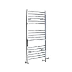 Milano Kent - Chrome Dual Fuel Curved Heated Towel Rail 1200mm x 500mm