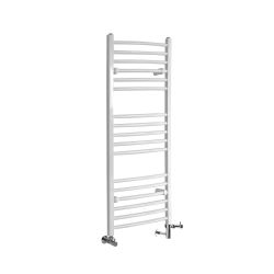 Milano Ive - White Dual Fuel Curved Heated Towel Rail 1200mm x 500mm