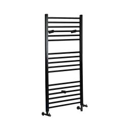 Milano Nero - Matt Black Dual Fuel Straight Heated Towel Rail 1200mm x 500mm