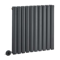 Milano Aruba - Electric Anthracite Horizontal Designer Radiator - Choice of Size and Wi-Fi Thermostat - Plug-In and Hardwired Options