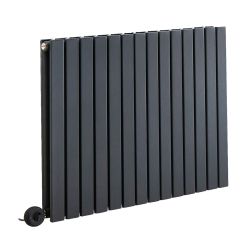 Milano x ECOSO Capri - Electric Anthracite Horizontal Designer Radiator - 635mm Tall - Choice of Size and Wi-Fi Thermostat - Plug-In and Hardwired Options