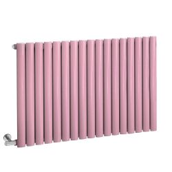 Milano x ECOSO Aruba Electric - Camellia Pink Horizontal Designer Radiator - 635mm Tall - Choice of Size, Thermostat and Cable Cover
