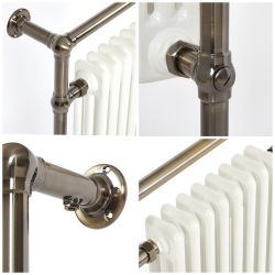 Milano Elizabeth - Dark Brushed Brass Traditional Electric Heated Towel Rail - 930mm x 620mm