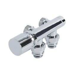 Chrome H Block Angled Valve Chrome Handwheel with 15mm Copper Adapters