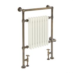 Milano Elizabeth - Dark Brushed Brass Traditional Dual Fuel Heated Towel Rail - 930mm x 620mm - Choice of Wi-Fi Thermostat and Cable Cover