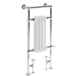 Milano Elizabeth - White Traditional Dual Fuel Heated Towel Rail - 930mm x 450mm - Choice of Wi-Fi Thermostat and Cable Cover