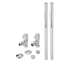 Milano - Minimalist Angled Radiator Valve and Pipe Set - Chrome