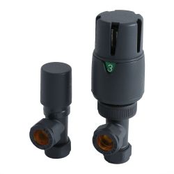 Milano - Modern Thermostatic Angled Radiator Valve and Lockshield - Choice of Finish