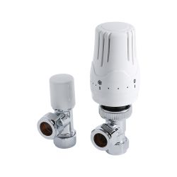 Milano Liquid Filled White Thermostatic Radiator Valve and Lockshield Valve Pack