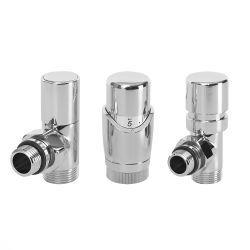 Chrome Radiator Valve with Chrome TRV & 15mm Copper Adapters