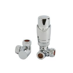 Milano - Chrome Corner Thermostatic Radiator Valve and Lockshield