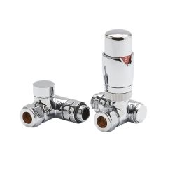 Milano - Chrome Thermostatic Dual Fuel Corner Radiator Valves