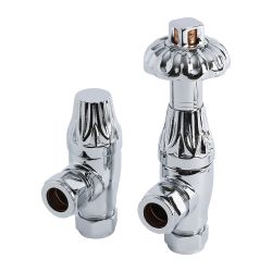 Milano Antique Chrome Thermostatic Angled Radiator Valves