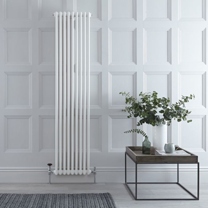 Stelrad Regal - Vertical Double Column White Traditional Cast Iron Style Radiator - 1800mm x 444mm