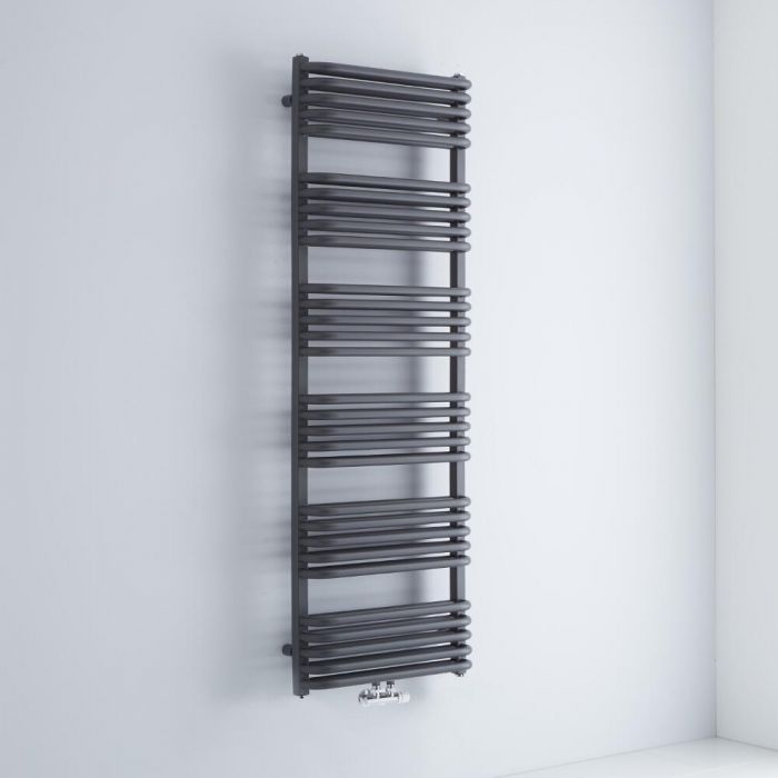 Milano Bow - Anthracite D Bar Central Connection Heated Towel Rail 1533mm x 500mm
