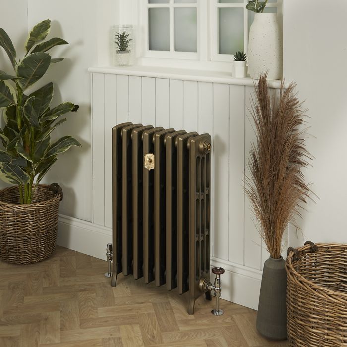 Milano Isabel - 4 Column Cast Iron Radiator - 760mm Tall - Natural Brass - Multiple Sizes Available