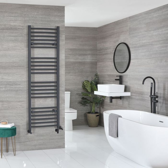Milano Artle - Anthracite Dual Fuel Curved Heated Towel Rail 1600mm x 500mm