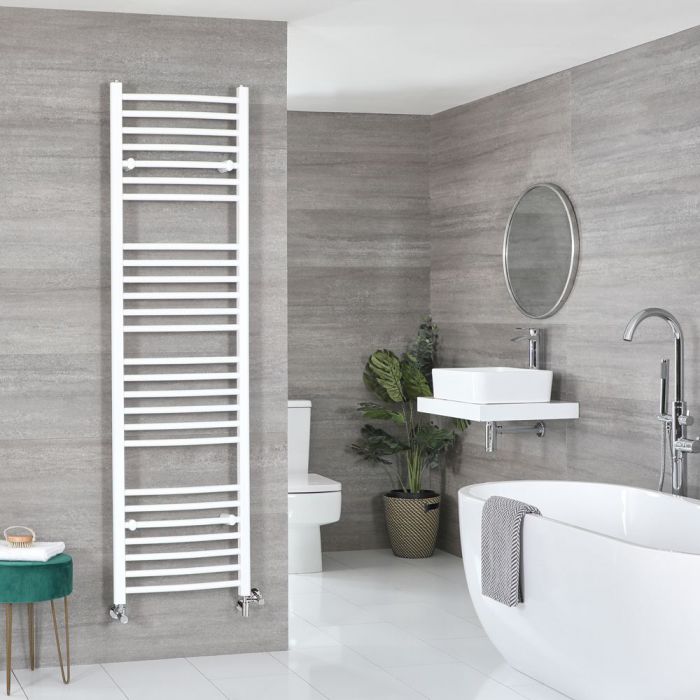 Milano Ive - White Dual Fuel Curved Heated Towel Rail 1800mm x 500mm