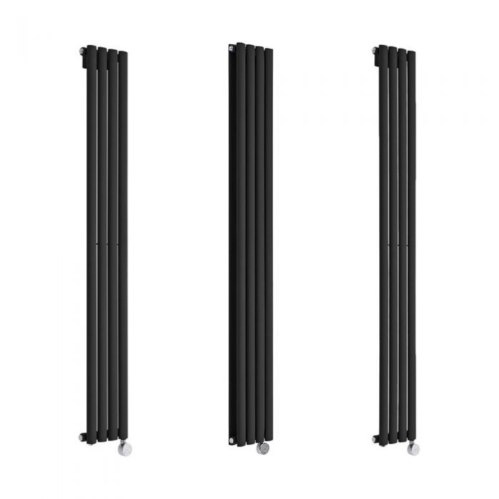 Milano Aruba Electric - 236mm Black Vertical Designer Radiator - Various Sizes