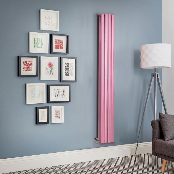Milano Aruba Electric - Camellia Pink Vertical Designer Radiator - Choice of Size, Thermostat and Cable Cover