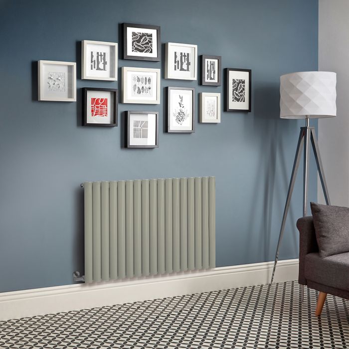 Milano Aruba Electric - Sage Leaf Green Horizontal Designer Radiator - 635mm Tall - Choice of Size, Thermostat and Cable Cover