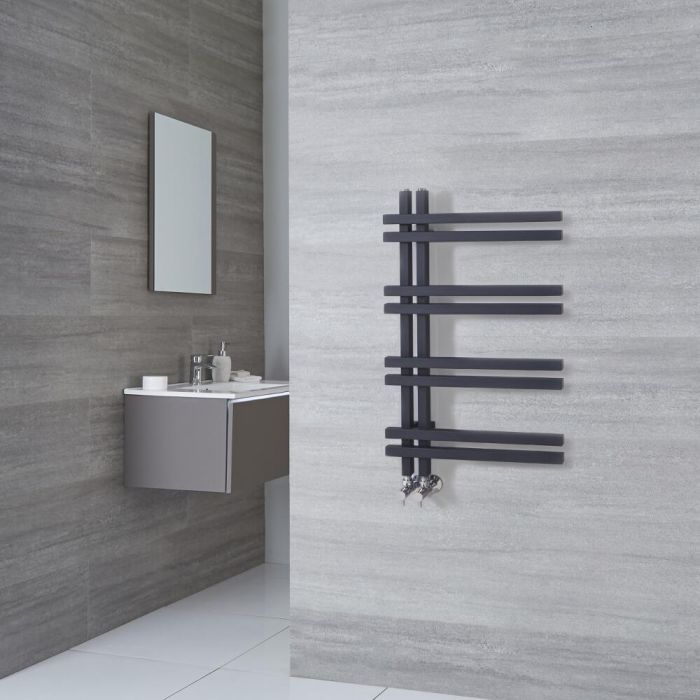 Milano Pars - Anthracite Aluminium Designer Heated Towel Rail 800mm x 500mm