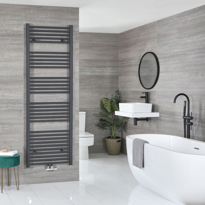 Milano Neva - Anthracite Central Connection Heated Towel Rail 1785mm x 600mm