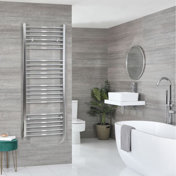 Milano Kent Electric - Curved Chrome Heated Towel Rail 1600mm x 500mm