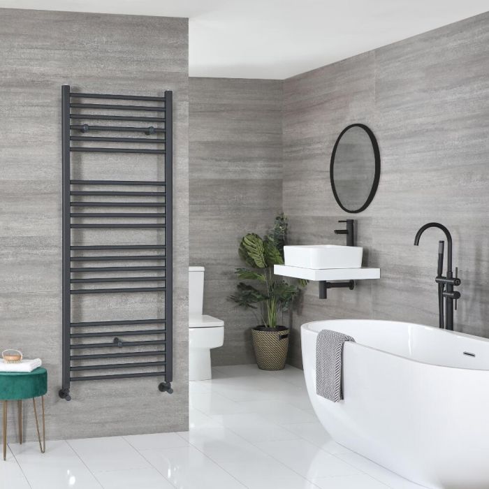 Milano Artle - Curved Anthracite Heated Towel Rail - Various Sizes