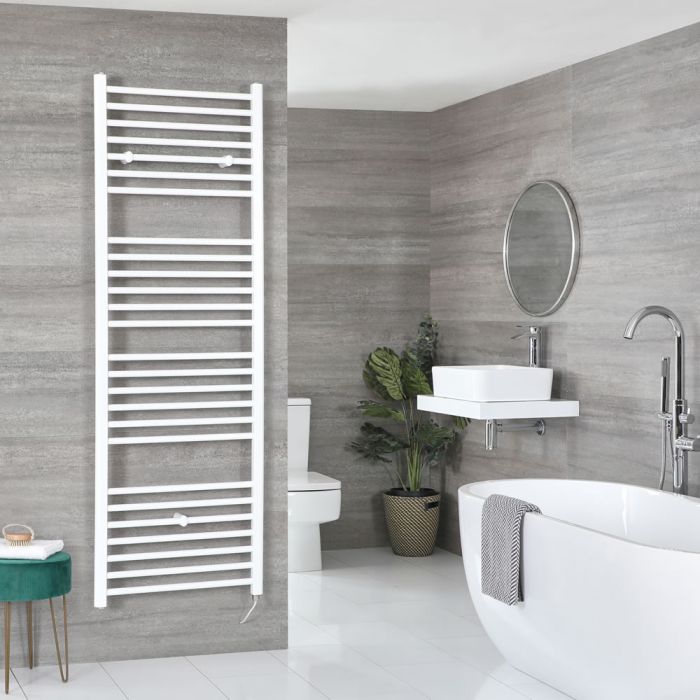 Milano Ive Electric - Straight White Heated Towel Rail 1800mm x 600mm