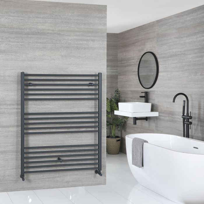 Milano Artle - Straight Anthracite Heated Towel Rail 1200mm x 1000mm