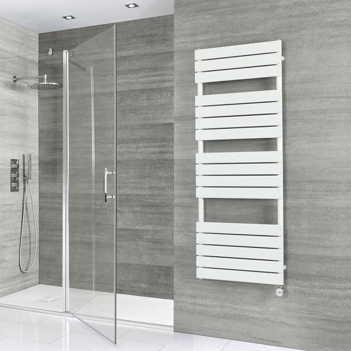 Milano Lustro Electric - Designer White Flat Panel Heated Towel Rail - 1500mm x 600mm