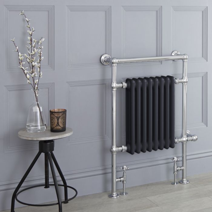 Milano Elizabeth - Anthracite Traditional Heated Towel Rail - 930mm x 620mm