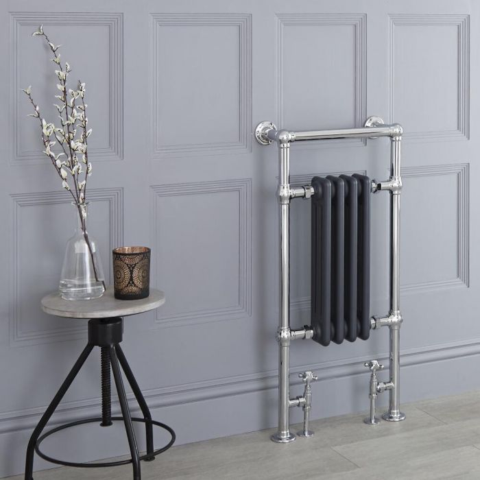 Milano Elizabeth - Anthracite Traditional Heated Towel Rail - 930mm x 452mm