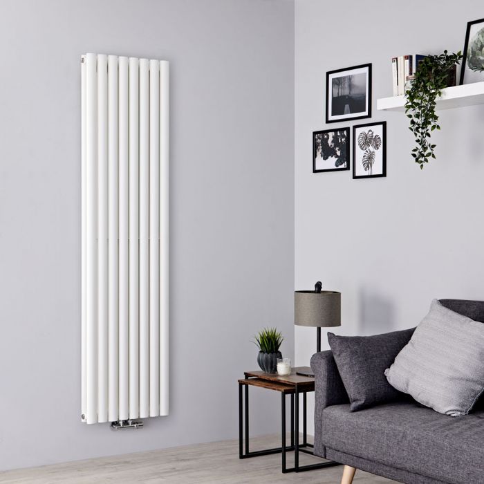 Milano Aruba Flow - White Double Panel Middle Connection Designer Vertical Radiator 1780mm x 472mm