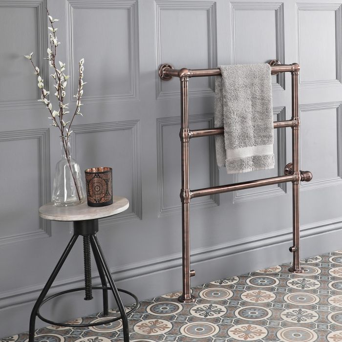 Milano Minimalist Electric Traditional Heated Towel Rail 966mm x 673mm - Oil Rubbed Bronze