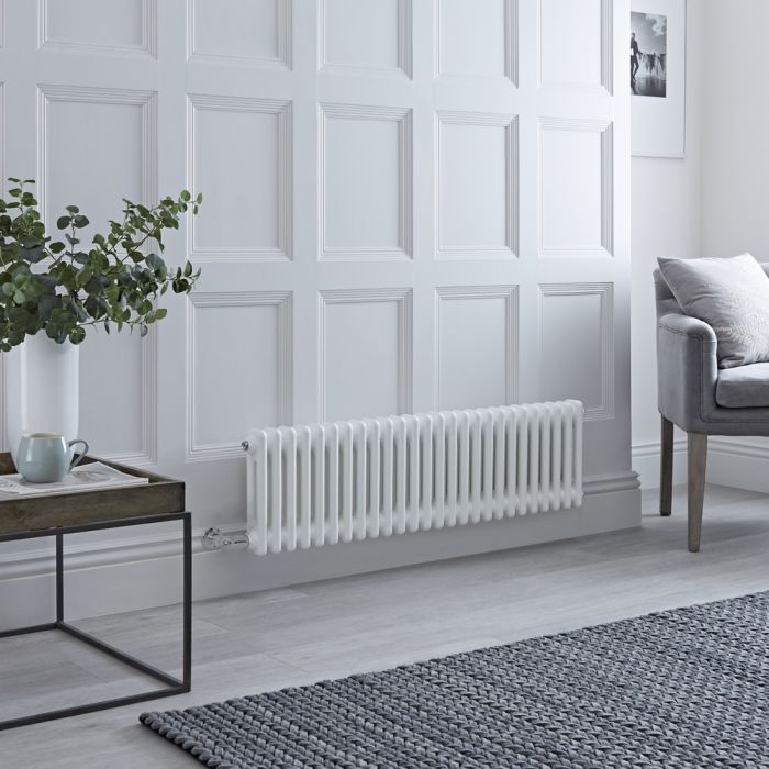 Milano Windsor - Traditional 26 x 2 Column Electric Radiator Cast Iron Style White 300mm x 1190mm - Choice of Wi-Fi Thermostat