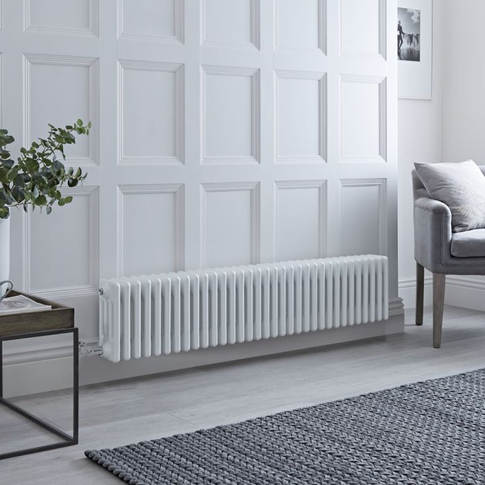 Milano Windsor - Traditional White 4 Column Electric Radiator 300mm x 1505mm (Horizontal) - Choice of Wi-Fi Thermostat
