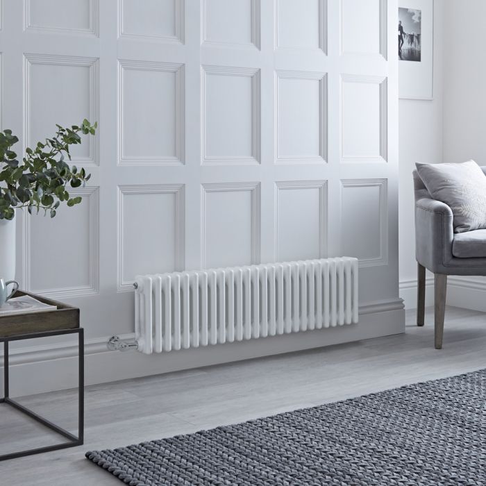 Milano Windsor - Traditional 3 Column Electric Radiator - Cast Iron Style - White - 300mm x 1190mm - Choice of Wi-Fi Thermostat