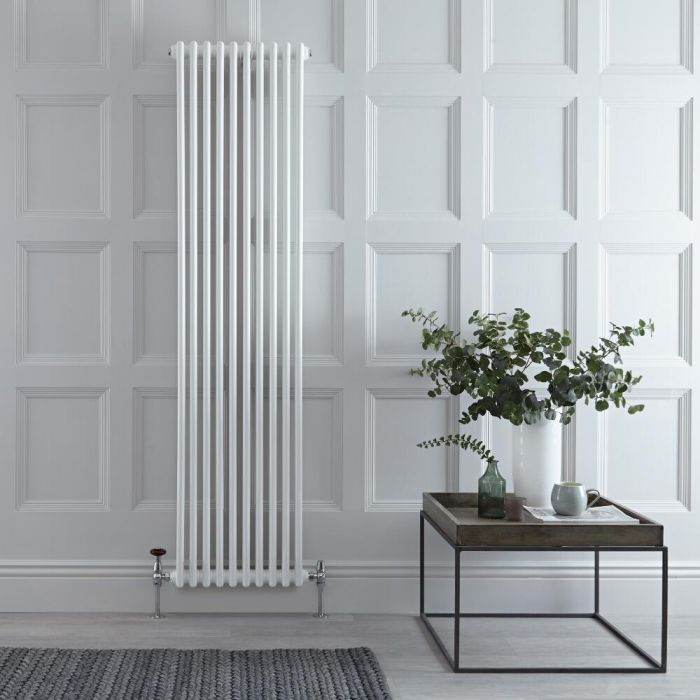 Milano Windsor - Vertical Triple Column White Traditional Cast Iron Style Radiator - 1800mm x 470mm
