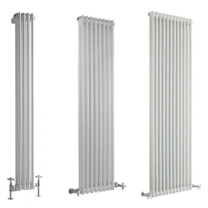 Milano Windsor - White Traditional Vertical Double Column Radiator - Choice of Size and Feet