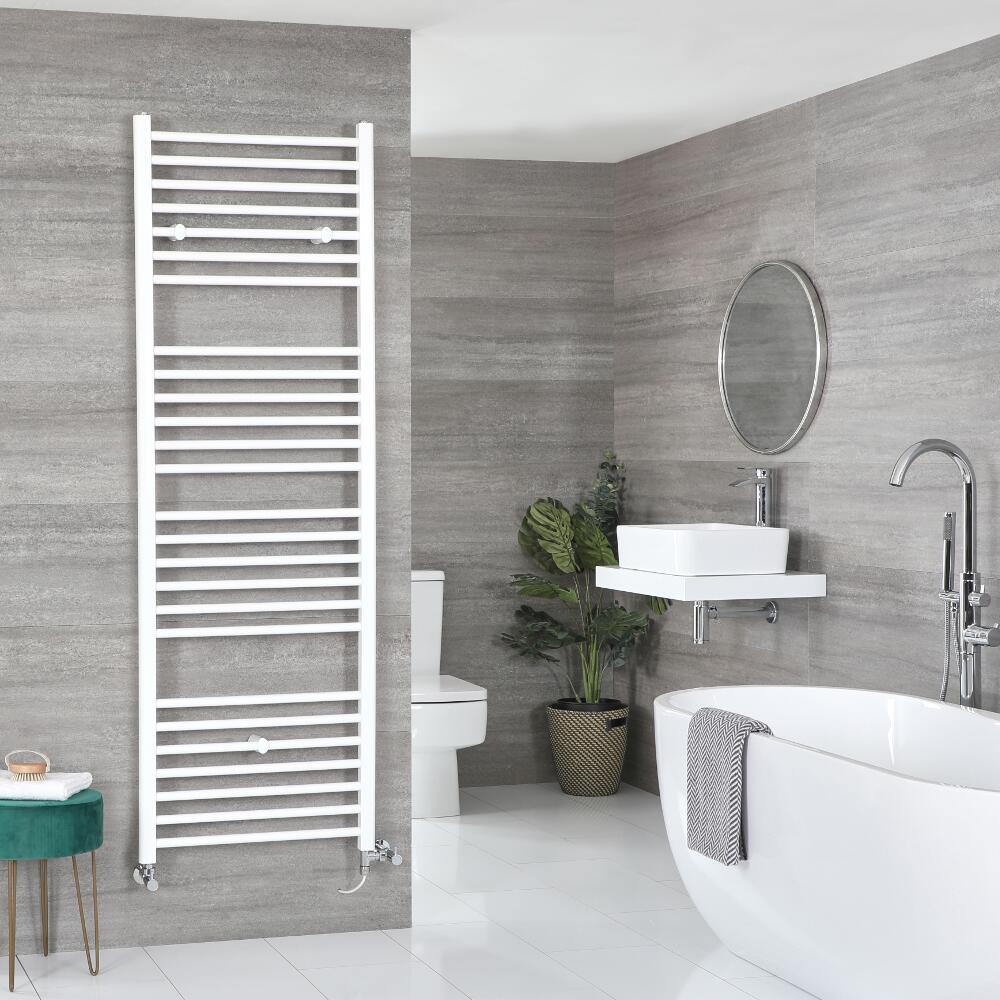 Milano Ive Dual Fuel - Flat White Heated Towel Rail - Various Sizes