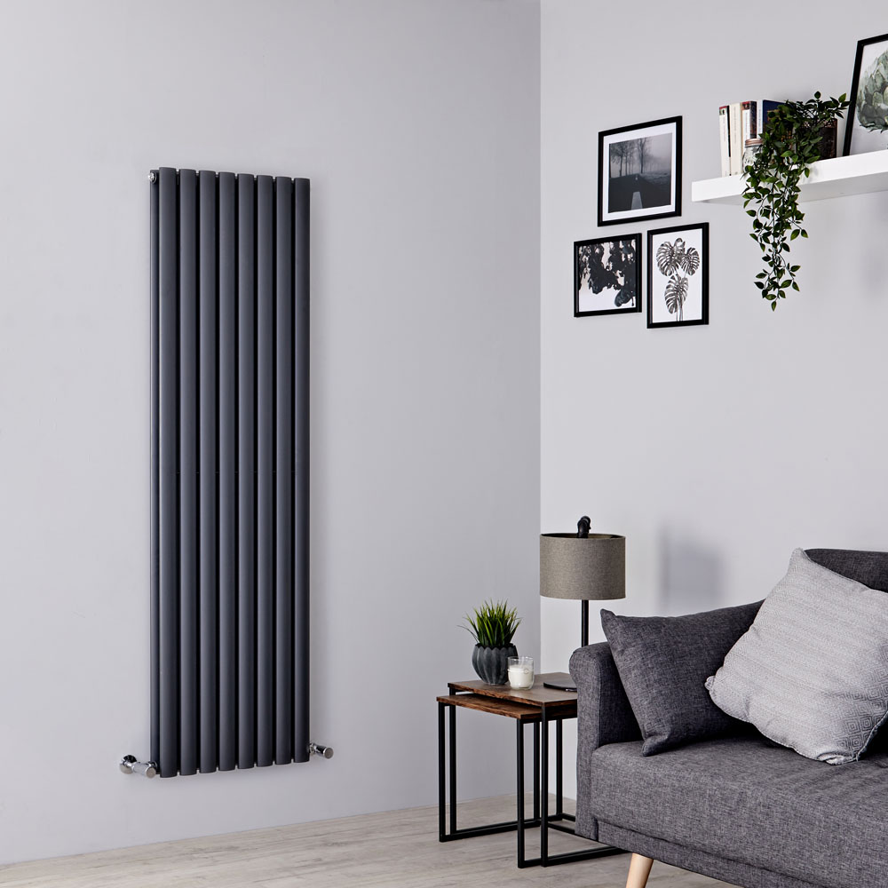 Milano Aruba - Anthracite Grey Vertical Designer Radiator 1600mm x 472mm (Double Panel)