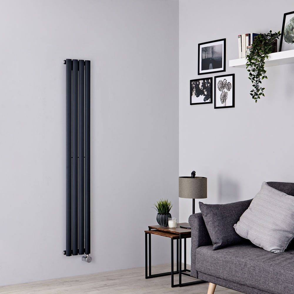 Milano Aruba Slim Electric - Anthracite Space-Saving Vertical Designer Radiator 1600mm x 236mm