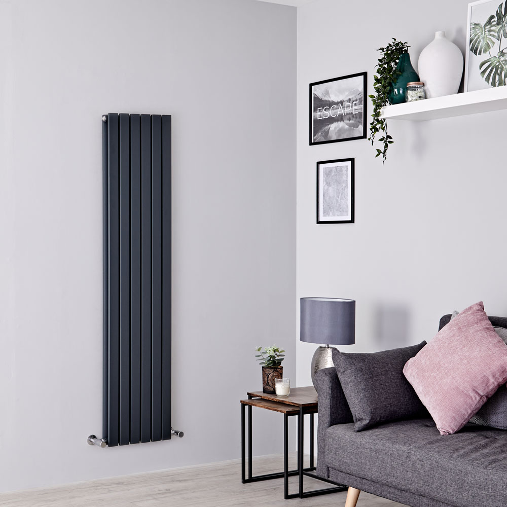 Milano Capri - Anthracite Flat Vertical Designer Radiator 1600mm x 354mm (Double Panel)