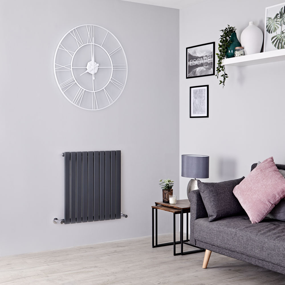 Milano Capri - Anthracite Horizontal Flat Panel Designer Radiator 635mm x 600mm