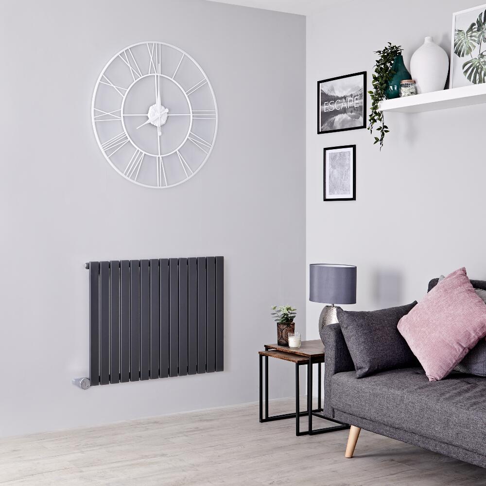 Milano Capri Electric - Anthracite Horizontal Flat Panel Designer Radiator 635mm x 834mm