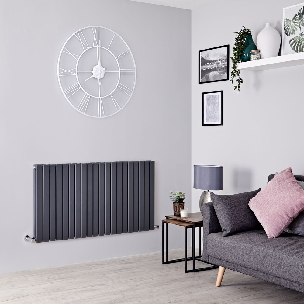 Milano Capri - Anthracite Horizontal Flat Panel Designer Radiator 635mm x 1200mm (Double Panel)