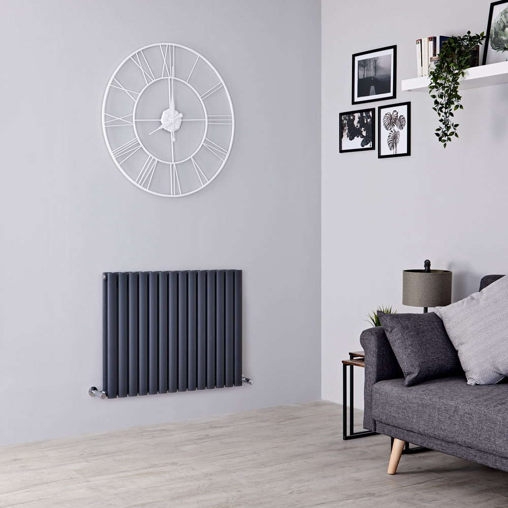 Milano Aruba - Anthracite Horizontal Designer Double Radiator 635mm x 834mm