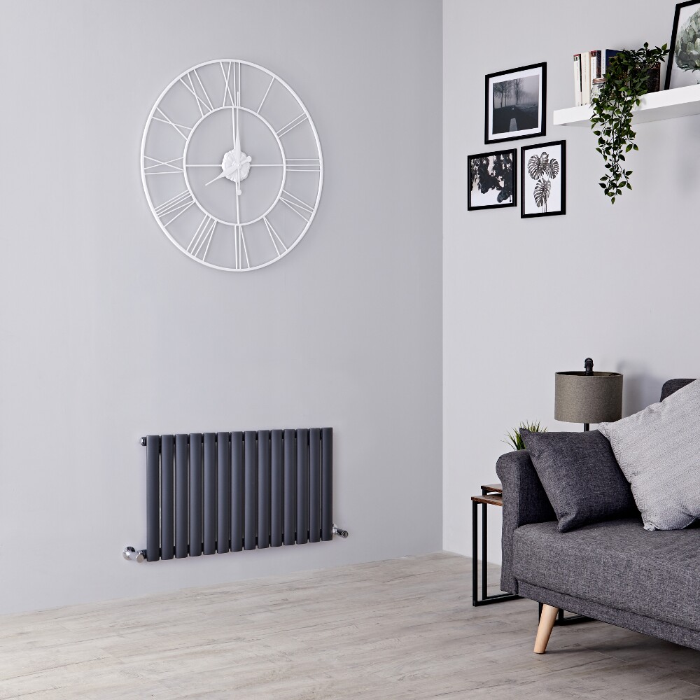 Milano Aruba - Anthracite Horizontal Designer Radiator 400mm x 834mm (Single Panel)